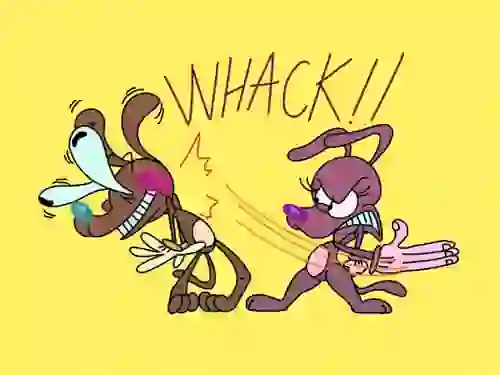 cartoon slapping another cartoon